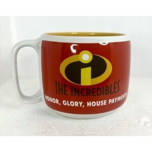 Disney Store The Incredibles Coffee Mug Cup Honor, Glory, House Payments 16 Oz.